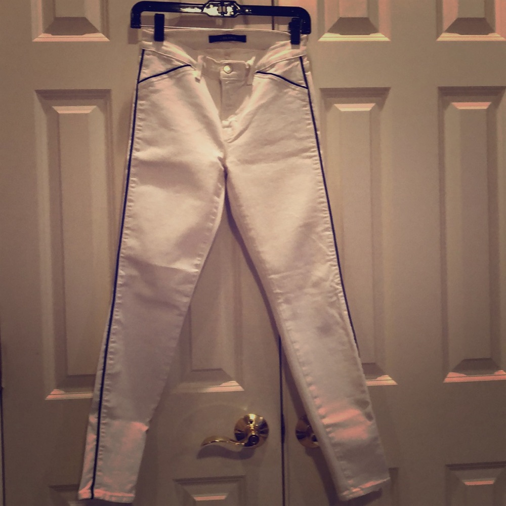 Jeans white with black stripes